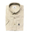 Chemise à manches courtes en lin rayé beige - col boutonné